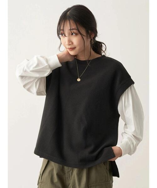 CRAFT STANDARD BOUTIQUE（クラフトスタンダードブティック）の「ワッフルレイヤード風プルオーバー（Tシャツ/カットソー・レディース・ブラック/テラコッタ/カーキ・FREE）」の4枚目の写真