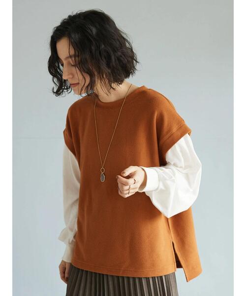 CRAFT STANDARD BOUTIQUE（クラフトスタンダードブティック）の「ワッフルレイヤード風プルオーバー（Tシャツ/カットソー・レディース・ブラック/テラコッタ/カーキ・FREE）」の7枚目の写真