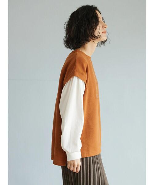 CRAFT STANDARD BOUTIQUE（クラフトスタンダードブティック）の「ワッフルレイヤード風プルオーバー（Tシャツ/カットソー・レディース・ブラック/テラコッタ/カーキ・FREE）」の8枚目の写真