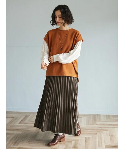 CRAFT STANDARD BOUTIQUE（クラフトスタンダードブティック）の「ワッフルレイヤード風プルオーバー（Tシャツ/カットソー・レディース・ブラック/テラコッタ/カーキ・FREE）」の10枚目の写真