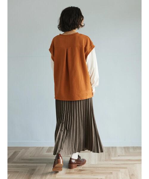 CRAFT STANDARD BOUTIQUE（クラフトスタンダードブティック）の「ワッフルレイヤード風プルオーバー（Tシャツ/カットソー・レディース・ブラック/テラコッタ/カーキ・FREE）」の12枚目の写真