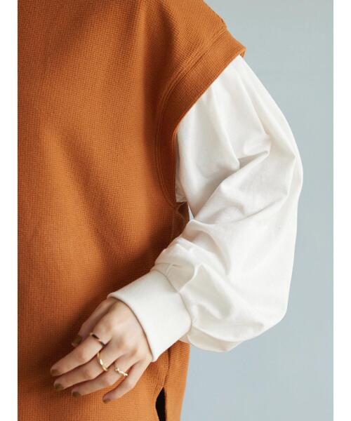 CRAFT STANDARD BOUTIQUE（クラフトスタンダードブティック）の「ワッフルレイヤード風プルオーバー（Tシャツ/カットソー・レディース・ブラック/テラコッタ/カーキ・FREE）」の15枚目の写真