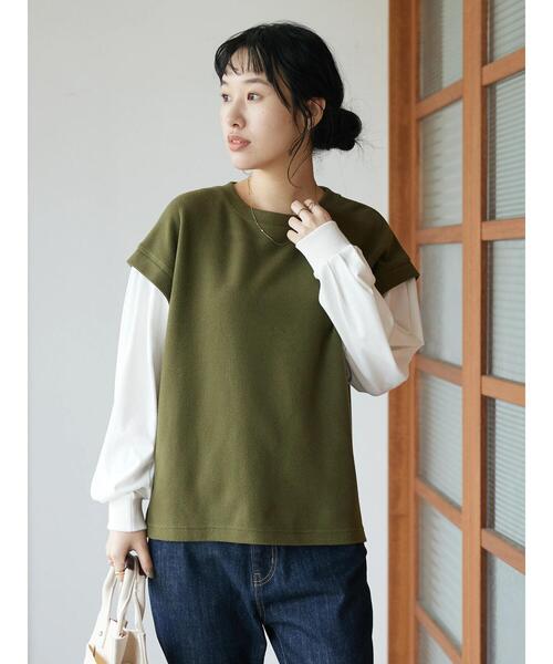 CRAFT STANDARD BOUTIQUE（クラフトスタンダードブティック）の「ワッフルレイヤード風プルオーバー（Tシャツ/カットソー・レディース・ブラック/テラコッタ/カーキ・FREE）」の22枚目の写真