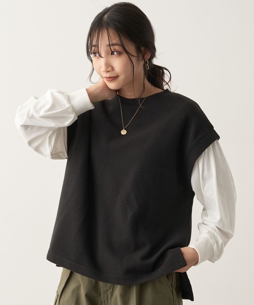 CRAFT STANDARD BOUTIQUE（クラフトスタンダードブティック）の「ワッフルレイヤード風プルオーバー（Tシャツ/カットソー・レディース・ブラック/テラコッタ/カーキ・FREE）」の2枚目の写真