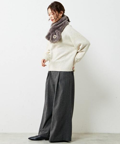 MELROSE claire（メルローズ クレール）の「【ウォッシャブルで程よくゆったり♪ワイドリブハイネックニットプルオーバー】（ニット/セーター・レディース・キナリ/ブルー/ブラック/オレンジ・FREE）」の6枚目の写真