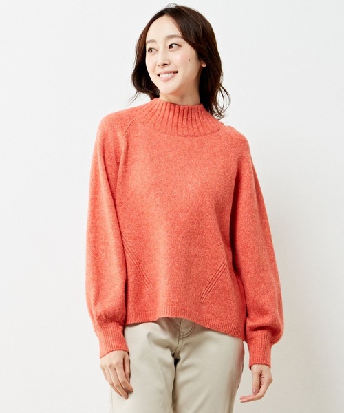 MELROSE claire（メルローズ クレール）の「【ウォッシャブルで程よくゆったり♪ワイドリブハイネックニットプルオーバー】（ニット/セーター・レディース・キナリ/ブルー/ブラック/オレンジ・FREE）」の4枚目の写真