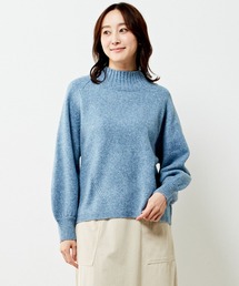 【ウォッシャブルで程よくゆったり♪ワイドリブハイネックニットプルオーバー】