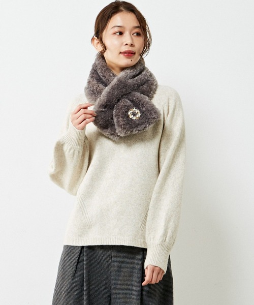 MELROSE claire（メルローズ クレール）の「【ウォッシャブルで程よくゆったり♪ワイドリブハイネックニットプルオーバー】（ニット/セーター・レディース・キナリ/ブルー/ブラック/オレンジ・FREE）」の2枚目の写真