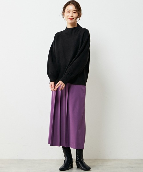 MELROSE claire（メルローズ クレール）の「【ウォッシャブルで程よくゆったり♪ワイドリブハイネックニットプルオーバー】（ニット/セーター・レディース・キナリ/ブルー/ブラック/オレンジ・FREE）」の16枚目の写真