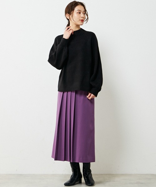 MELROSE claire（メルローズ クレール）の「【ウォッシャブルで程よくゆったり♪ワイドリブハイネックニットプルオーバー】（ニット/セーター・レディース・キナリ/ブルー/ブラック/オレンジ・FREE）」の15枚目の写真