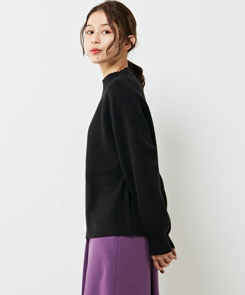 MELROSE claire（メルローズ クレール）の「【ウォッシャブルで程よくゆったり♪ワイドリブハイネックニットプルオーバー】（ニット/セーター・レディース・キナリ/ブルー/ブラック/オレンジ・FREE）」の14枚目の写真