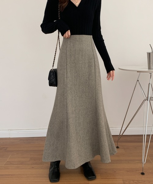 ABITOKYO（アビトーキョー）の「ツイード マーメイドロングスカート（スカート・レディース・ブラック/ブラウン/グレー/グリーン/ベージュ/ワインレッド・S/M）」の2枚目の写真