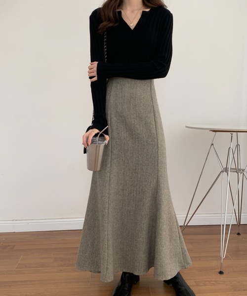 ABITOKYO（アビトーキョー）の「ツイード マーメイドロングスカート（スカート・レディース・ブラック/ブラウン/グレー/グリーン/ベージュ/ワインレッド・S/M）」の17枚目の写真