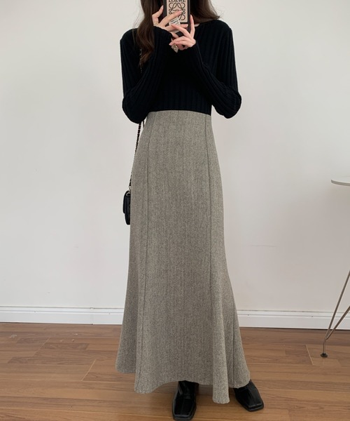 ABITOKYO（アビトーキョー）の「ツイード マーメイドロングスカート（スカート・レディース・ブラック/ブラウン/グレー/グリーン/ベージュ/ワインレッド・S/M）」の18枚目の写真