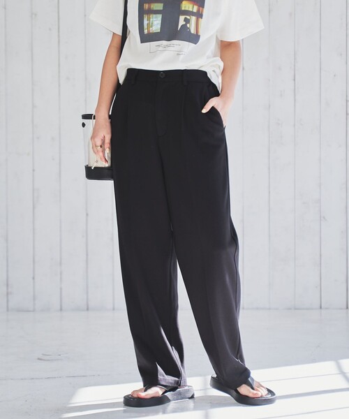 coen(コーエン)の「ポンチリラックスストレッチテーパードパンツ(スラックス・レディース・ブラック/ライトブルー/ライム・S/M/L)」の4枚目の写真