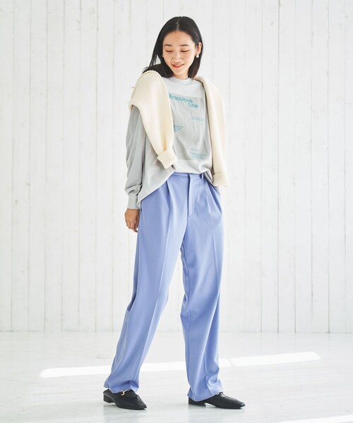 coen(コーエン)の「ポンチリラックスストレッチテーパードパンツ(スラックス・レディース・ブラック/ライトブルー/ライム・S/M/L)」の16枚目の写真