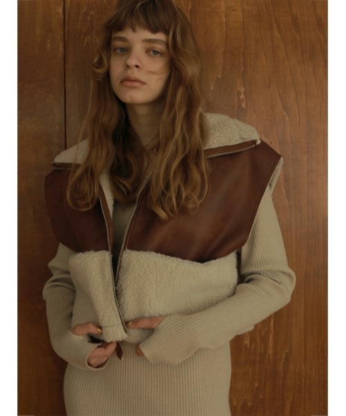 AMAIL（アマイル）の「Docking boa vest（ベスト・レディース・ブラック/ブラウン・FREE）」の6枚目の写真