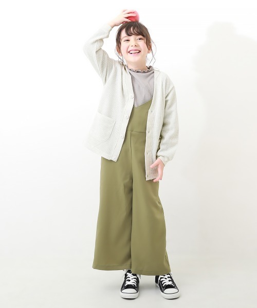 devirock（デビロック）の「UVカット ワッフルカーディガン（カーディガン/ボレロ・キッズ・ブラック/ブルー系その他/スモークピンク/グリーン系その他/オートミール/イエロー系1/パープル系・100cm/110cm/160cm/120cm/130cm/140cm/150cm）」の10枚目の写真