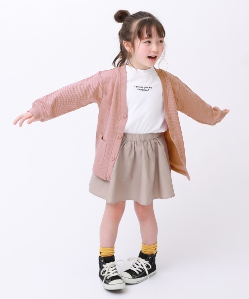 devirock（デビロック）の「UVカット ワッフルカーディガン（カーディガン/ボレロ・キッズ・ブラック/ブルー系その他/スモークピンク/グリーン系その他/オートミール/イエロー系1/パープル系・100cm/110cm/160cm/120cm/130cm/140cm/150cm）」の9枚目の写真