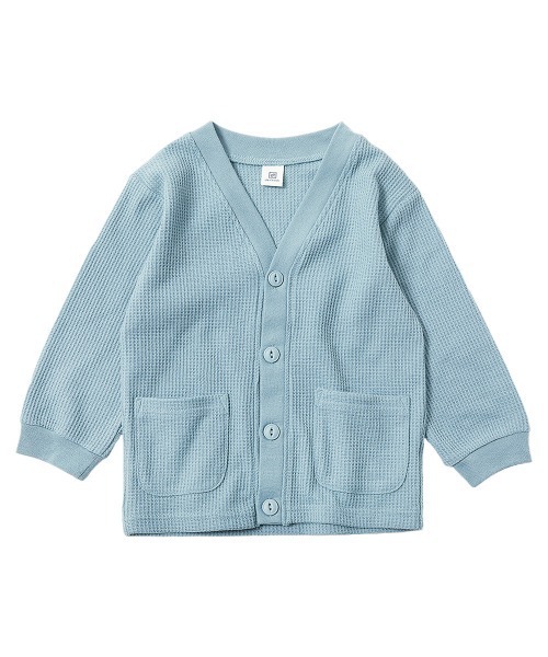 devirock（デビロック）の「UVカット ワッフルカーディガン（カーディガン/ボレロ・キッズ・ブラック/ブルー系その他/スモークピンク/グリーン系その他/オートミール/イエロー系1/パープル系・100cm/110cm/160cm/120cm/130cm/140cm/150cm）」の16枚目の写真