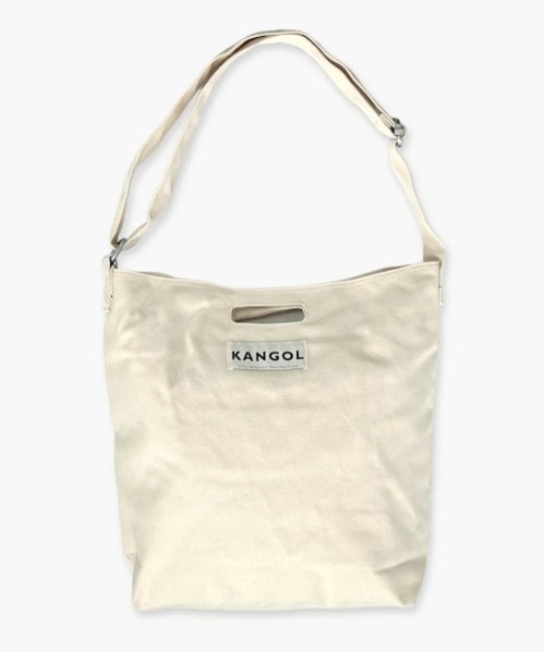 KANGOL（カンゴール）の「【KANGOL(カンゴール)】 2WAY ロゴ プリント トートバッグ（トートバッグ・メンズ・オフホワイト/ブラック・FREE）」の4枚目の写真