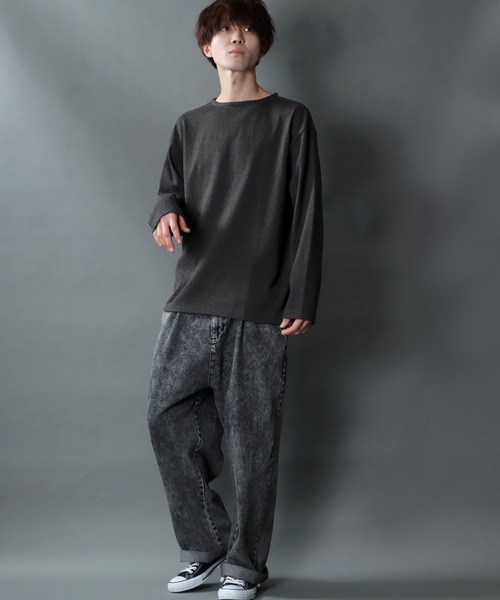 SITRY(シトリー)の「Heavy weight boat neck T-shirt/ヘビーウェイト ボートネックTシャツ(Tシャツ/カットソー・メンズ・ブラック/ホワイト/ネイビー/ヘザーグレー/チャコールグレー・M/L)」の9枚目の写真