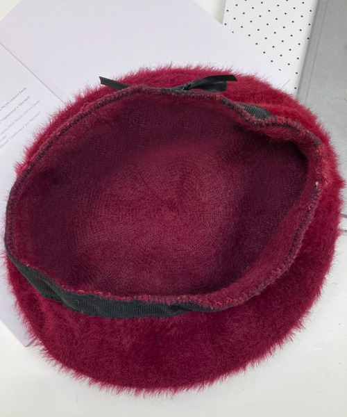SPIGA（スピーガ）の「ｱﾝｺﾞﾗ風ﾍﾞﾚｰ帽（ハンチング/ベレー帽・レディース・ボルドー/ブラウン/ブラック/オフホワイト・FREE）」の6枚目の写真