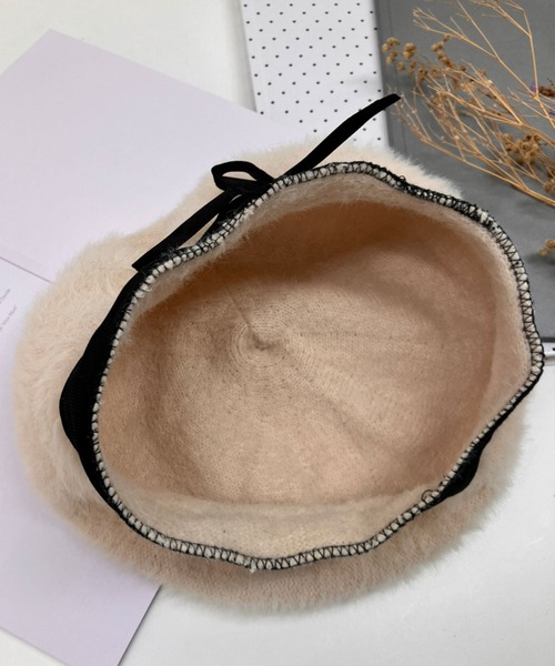 SPIGA（スピーガ）の「ｱﾝｺﾞﾗ風ﾍﾞﾚｰ帽（ハンチング/ベレー帽・レディース・ボルドー/ブラウン/ブラック/オフホワイト・FREE）」の7枚目の写真