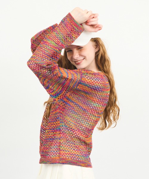 MERLOT（メルロー）の「アソートプルオーバー透かし編みメッシュニット（ニット/セーター・レディース・レッド/その他/ナチュラル・FREE）」の11枚目の写真