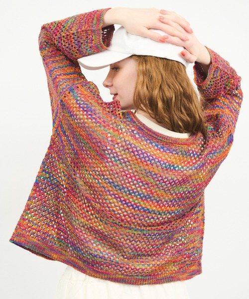 MERLOT（メルロー）の「アソートプルオーバー透かし編みメッシュニット（ニット/セーター・レディース・レッド/その他/ナチュラル・FREE）」の12枚目の写真