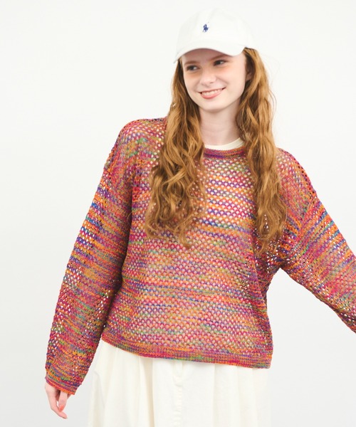 MERLOT（メルロー）の「アソートプルオーバー透かし編みメッシュニット（ニット/セーター・レディース・レッド/その他/ナチュラル・FREE）」の10枚目の写真