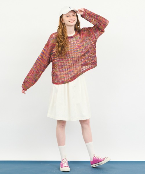 MERLOT（メルロー）の「アソートプルオーバー透かし編みメッシュニット（ニット/セーター・レディース・レッド/その他/ナチュラル・FREE）」の14枚目の写真