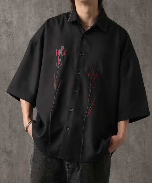 ノコオーノ　ジャケット　ブラウス　シャツ　半袖　プリーツ　シワ加工　花　ビーズ ノコオーノ ジャケット ブラウス シャツ 半袖 プリーツ シワ加工