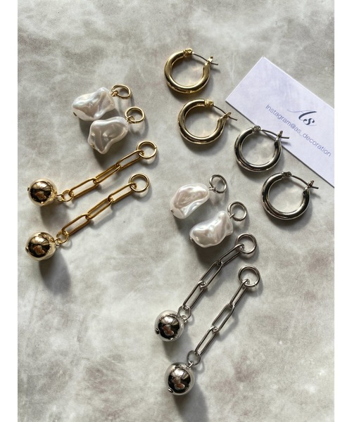 tone(トーン)の「【As】チャンキーフープ 4way ピアス(チタン、ニッケルフリー)(MA)(ピアス(両耳用)・レディース・ゴールド/シルバー/ゴールド系その他2/シルバー系その他2・FREE)」の10枚目の写真