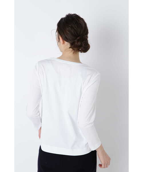 human woman（ヒューマンウーマン）の「オーガニックコットンスムース長袖Ｔシャツ（Tシャツ/カットソー・レディース・グレー/ホワイト・MEDIUM/LARGE）」の21枚目の写真