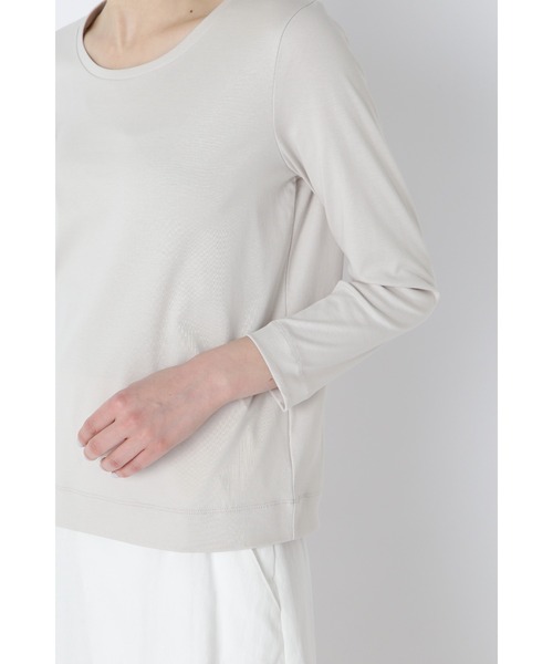 human woman（ヒューマンウーマン）の「オーガニックコットンスムース長袖Ｔシャツ（Tシャツ/カットソー・レディース・グレー/ホワイト・MEDIUM/LARGE）」の8枚目の写真