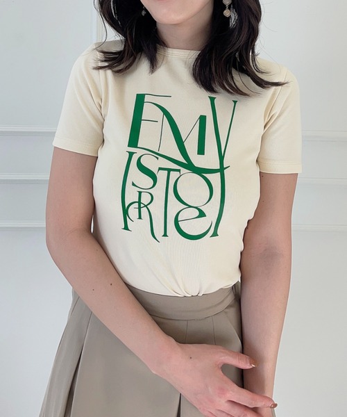 EIMY ISTOIRE（エイミーイストワール）の「eimyロゴフィットTシャツ（Tシャツ/カットソー・レディース・ホワイト/サックスブルー/ブラック/イエロー・FREE）」の11枚目の写真