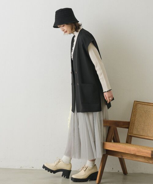 RETRO GIRL(レトロガール)の「ベルト付きゆるベスト(ベスト・レディース・ライトベージュ/ブラック/ライトグレー・FREE)」の5枚目の写真