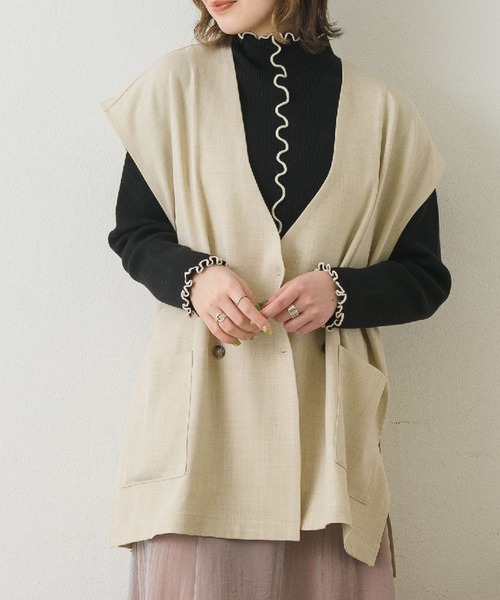 RETRO GIRL(レトロガール)の「ベルト付きゆるベスト(ベスト・レディース・ライトベージュ/ブラック/ライトグレー・FREE)」の1枚目の写真