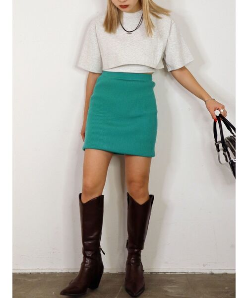 EMODA(エモダ)の「レイヤードハーフトップ(Tシャツ/カットソー・レディース・ブラック/グレー/ホワイト/グリーン・FREE)」の21枚目の写真