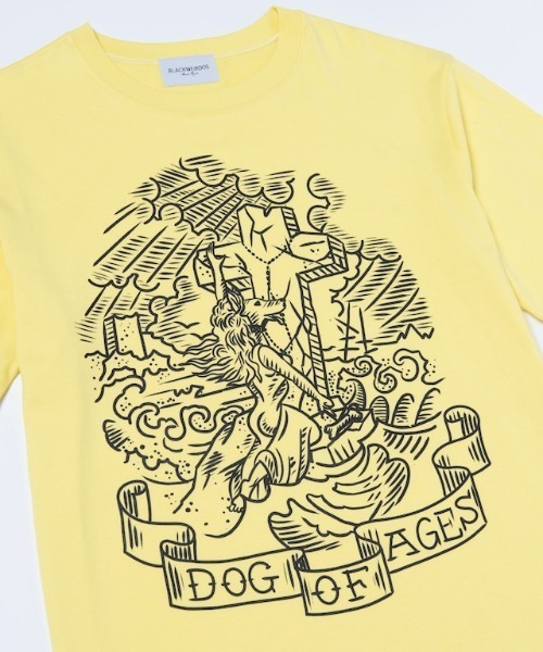 Black Weirdos（ブラックウィドウ）の「black Weirdos Dog of Ages Tee (23SS-TS07)（Tシャツ/カットソー・メンズ・レモンイエロー/ホワイト/ダークグリーン・X-LARGE/LARGE/MEDIUM）」の7枚目の写真