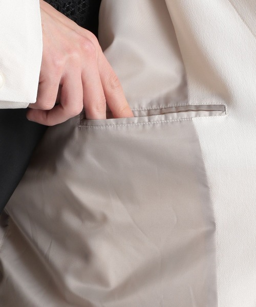 HARE（ハレ）の「【SETUP対応】リネンライクイージーダブルジャケット(HARE)（テーラードジャケット・メンズ・ブラック/ホワイト/ブルー・FREE）」の6枚目の写真