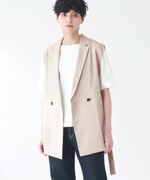 THE SHOP TK （ザ ショップ ティーケー ）の「◆麻調ストライプノースリジャケット（ベスト）」