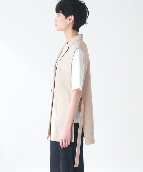 THE SHOP TK (ザ ショップ ティーケー )の「◆麻調ストライプノースリジャケット(ベスト・レディース・ベージュ系その他5/ライトグレー系2・99)」の16枚目の写真