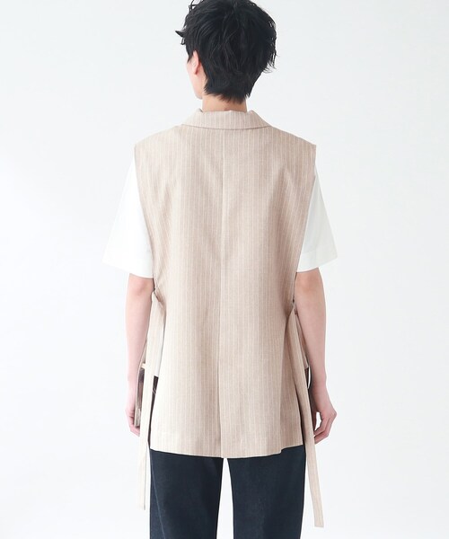 THE SHOP TK (ザ ショップ ティーケー )の「◆麻調ストライプノースリジャケット(ベスト・レディース・ベージュ系その他5/ライトグレー系2・99)」の12枚目の写真