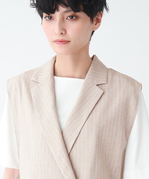 THE SHOP TK (ザ ショップ ティーケー )の「◆麻調ストライプノースリジャケット(ベスト・レディース・ベージュ系その他5/ライトグレー系2・99)」の19枚目の写真