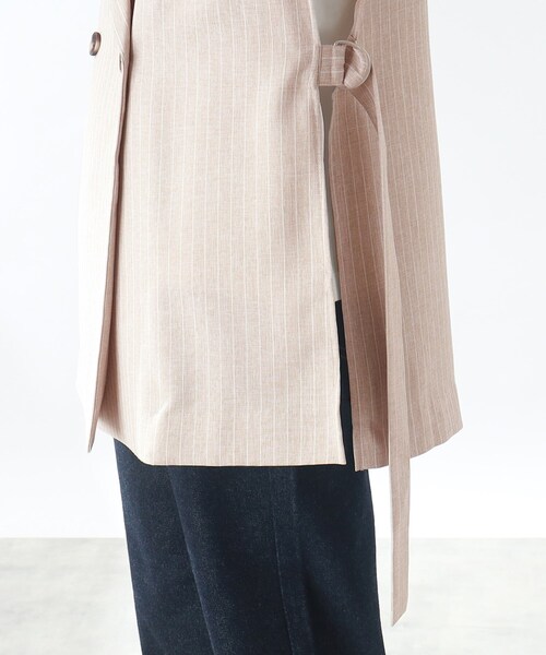 THE SHOP TK (ザ ショップ ティーケー )の「◆麻調ストライプノースリジャケット(ベスト・レディース・ベージュ系その他5/ライトグレー系2・99)」の8枚目の写真