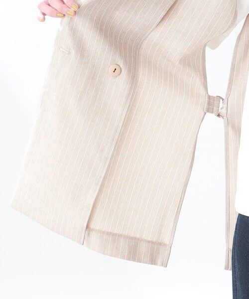 THE SHOP TK (ザ ショップ ティーケー )の「◆麻調ストライプノースリジャケット(ベスト・レディース・ベージュ系その他5/ライトグレー系2・99)」の3枚目の写真