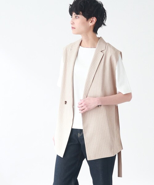 THE SHOP TK (ザ ショップ ティーケー )の「◆麻調ストライプノースリジャケット(ベスト・レディース・ベージュ系その他5/ライトグレー系2・99)」の17枚目の写真