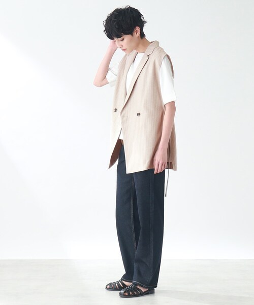 THE SHOP TK (ザ ショップ ティーケー )の「◆麻調ストライプノースリジャケット(ベスト・レディース・ベージュ系その他5/ライトグレー系2・99)」の20枚目の写真
